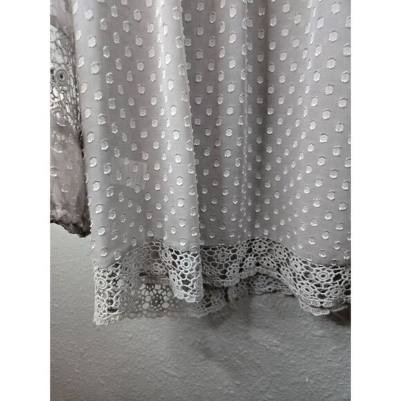 Daniel Rainn Women's Gray Swiss Dot Long Sleeve Sheer Blouse Size Medium - Picture 4 of 7